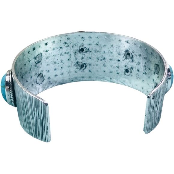 Silver and Turquoise Cuff Bracelet - Picture 7 of 10